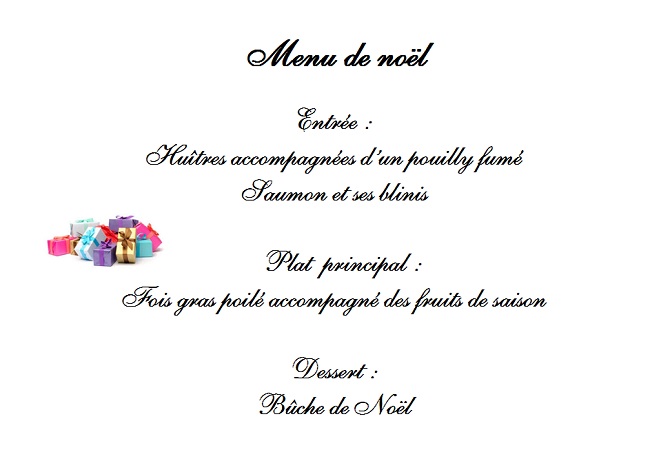 Menu de Noël