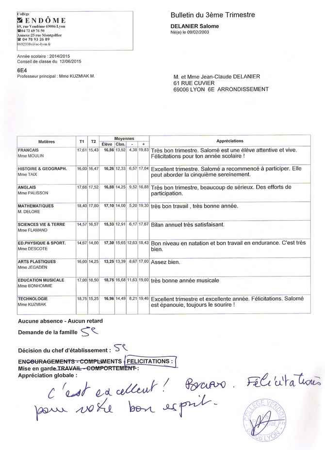 Bulletin du 3èmeT Salomé 6ème 670